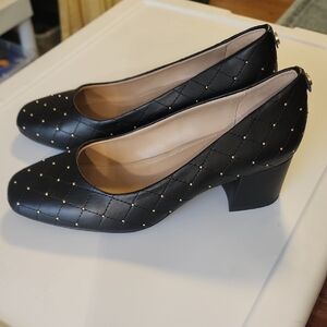 Charter Club Black Quilted Heels with Gold Accents